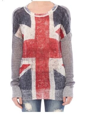 Skull Cashmere UK British Flag Sweater Size Medium 100% Cashmere